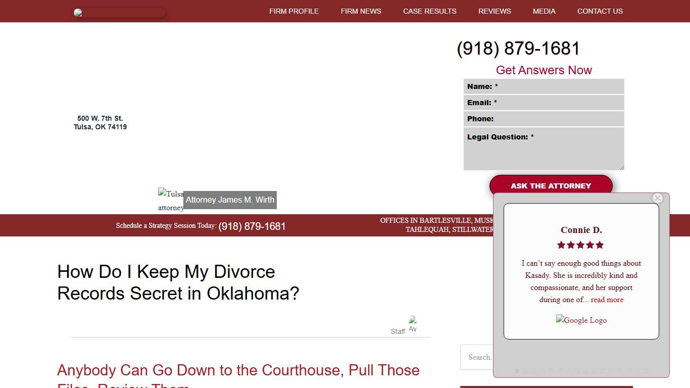 How Do I Keep My Divorce Records Secret in Oklahoma? - Wirth Law Office - Tulsa